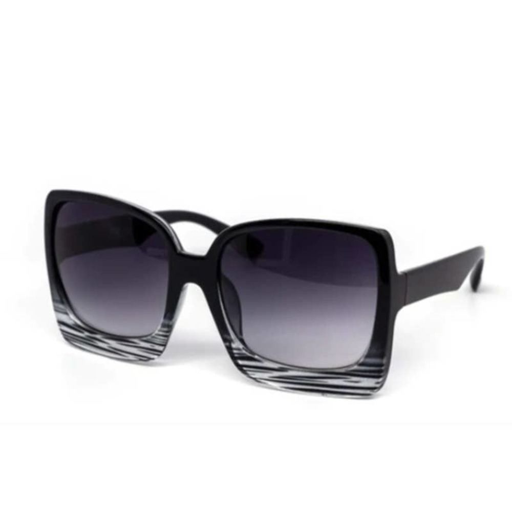 Oversized Chunky Drip Black Zebra Fade Sunglasses NWOT